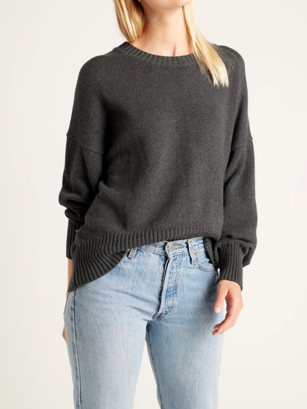 Quince 100% Organic Cotton Boyfriend Crew Sweater XS